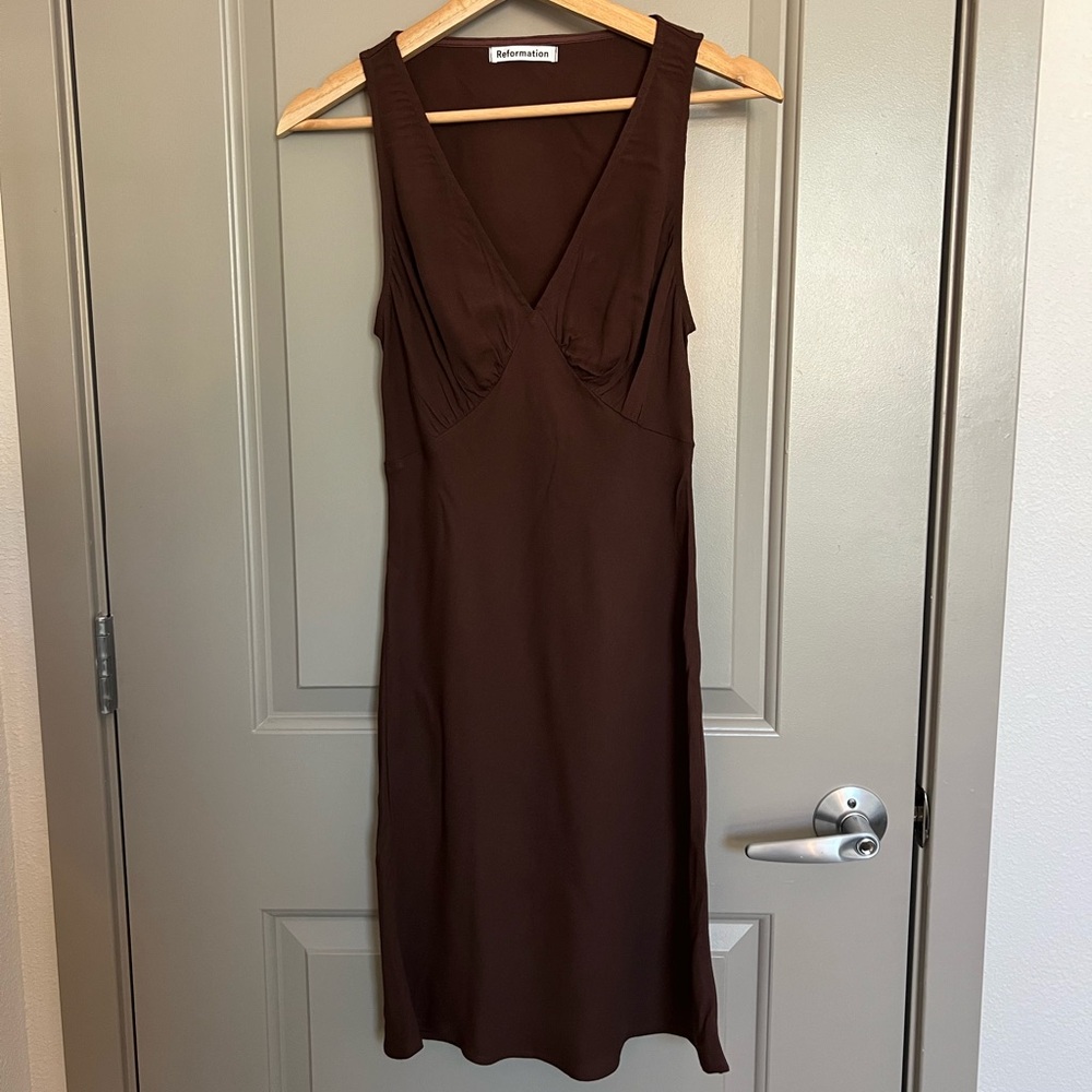 Reformation Calix Mini Dress in Brown